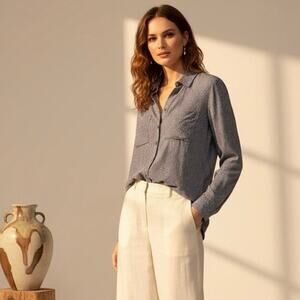 Maeve Anthropologie Button Down Blouse Women’s 6 Gray Geometric Print